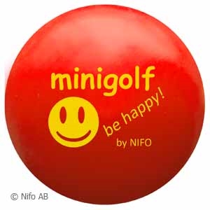 Minigolfbold be happy, larkeret